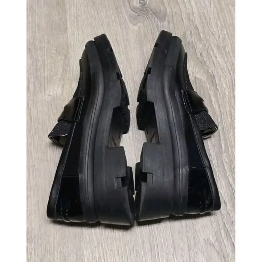 Steve‎ Madden Girls Black Glitter Loafers Size 2M